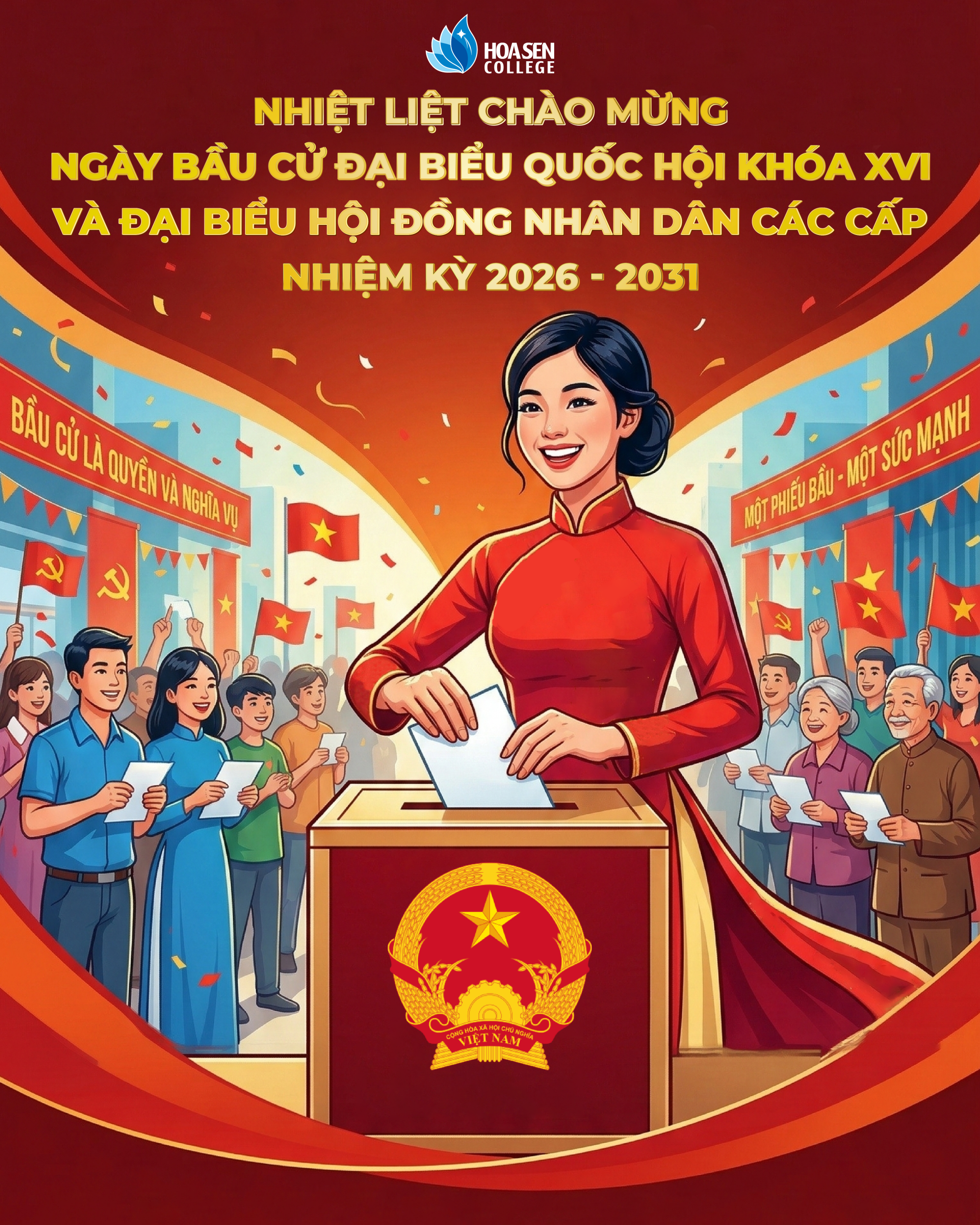 Nhiệt liệt chào mừng Ngày bầu cử Đại biểu Quốc hội khóa XVI và Đại biểu HĐND các cấp nhiệm kỳ 2026 – 2031