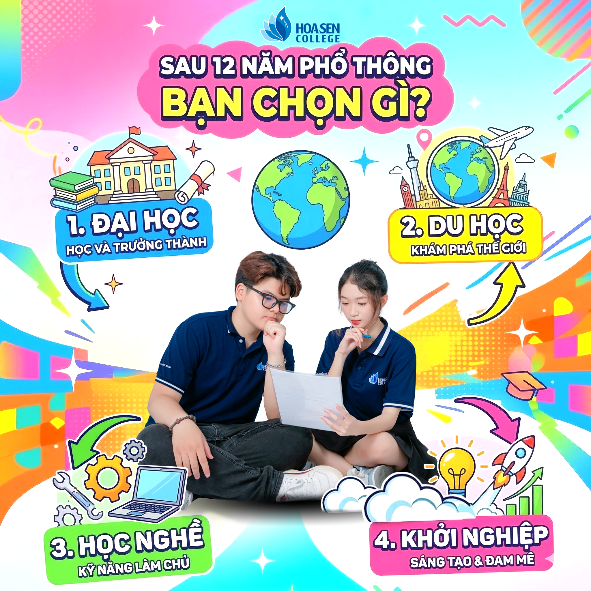 Sau 12 năm phổ thông – Bạn chọn gì? Hướng đi vững chắc cùng Trường Cao đẳng Nghề Hoa Sen